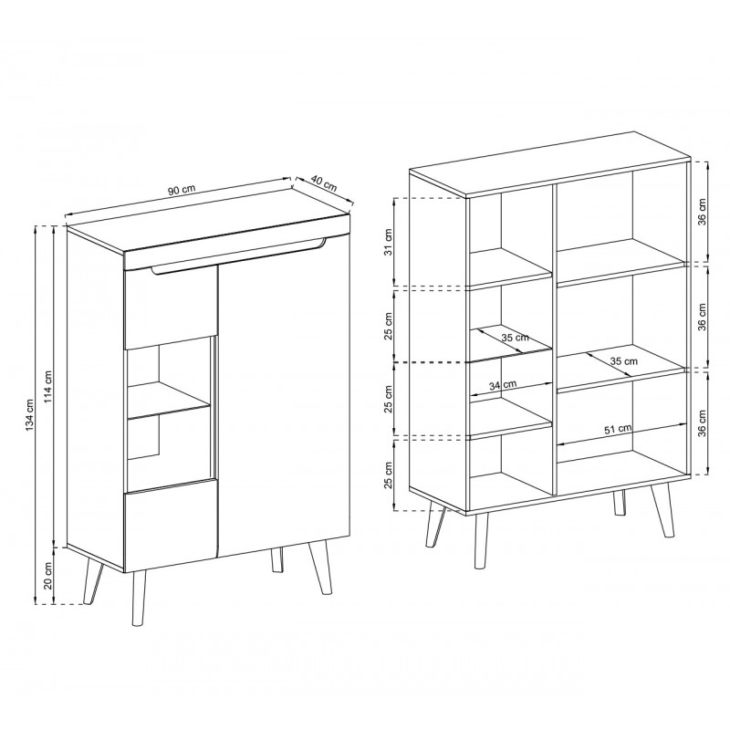 NODIS Wohnzimmermöbel-Set - Weiß 12/9