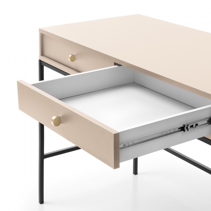 MOLLY 104 cm Schminktisch Schreibtisch Konsolentisch auf Schwarzbeine -  Beige