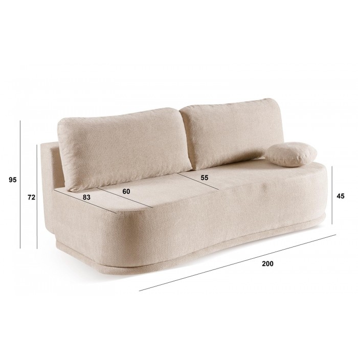 Elegantes Sofa mit Schlaffunktion und Bettzeugablage KIDNEY Beige