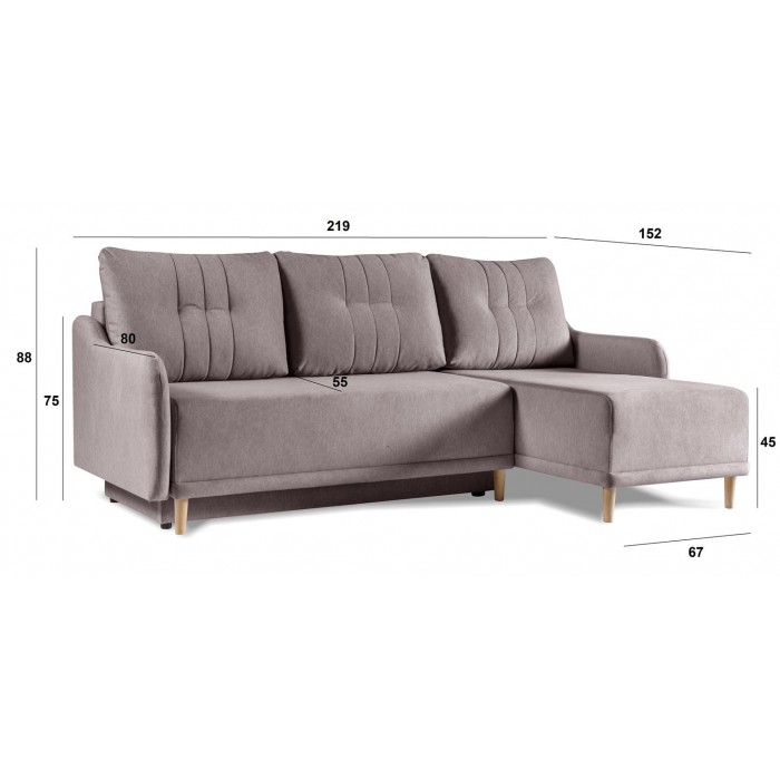 Schlafsofa Ecksofa mit Kissen DORIS Braun