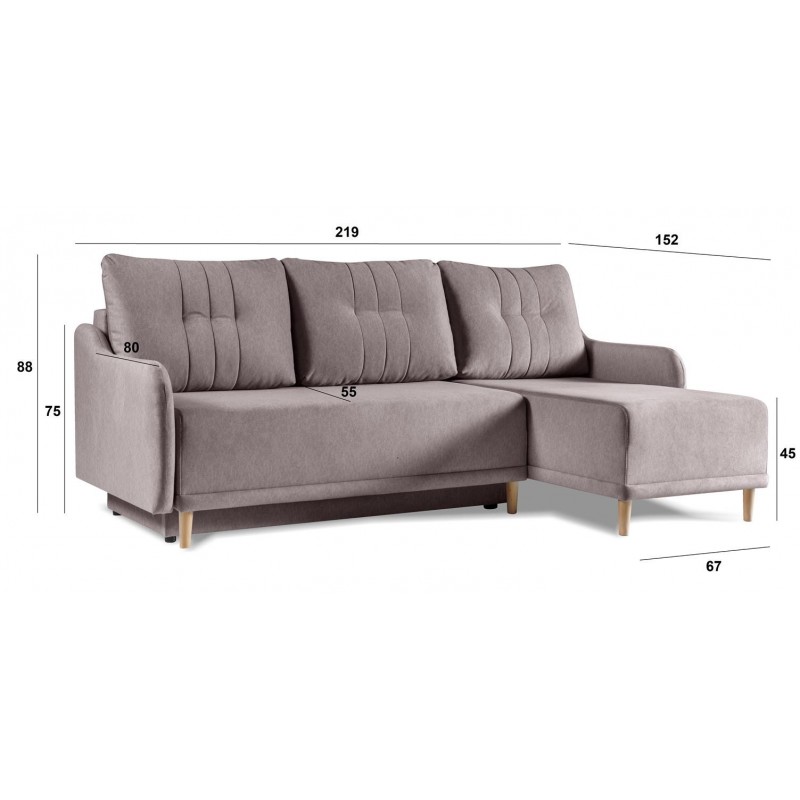 Schlafsofa Ecksofa mit Kissen DORIS Braun 7/9