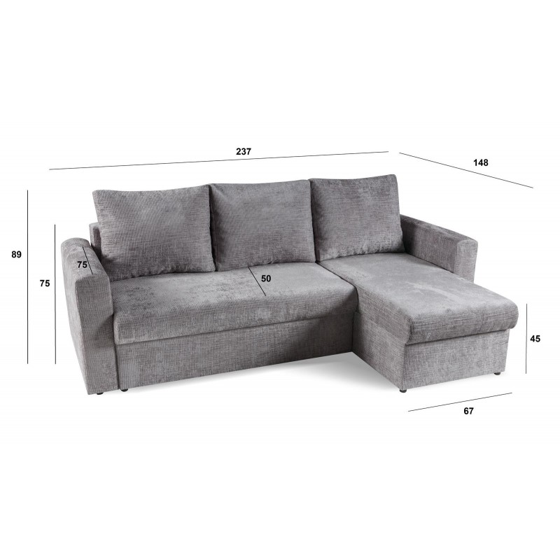 Ecksofa mit Schlaffunktion und Bettzeugablage SKY Grau 5/9