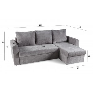 Ecksofa mit Schlaffunktion und Bettzeugablage SKY Grau 5/9