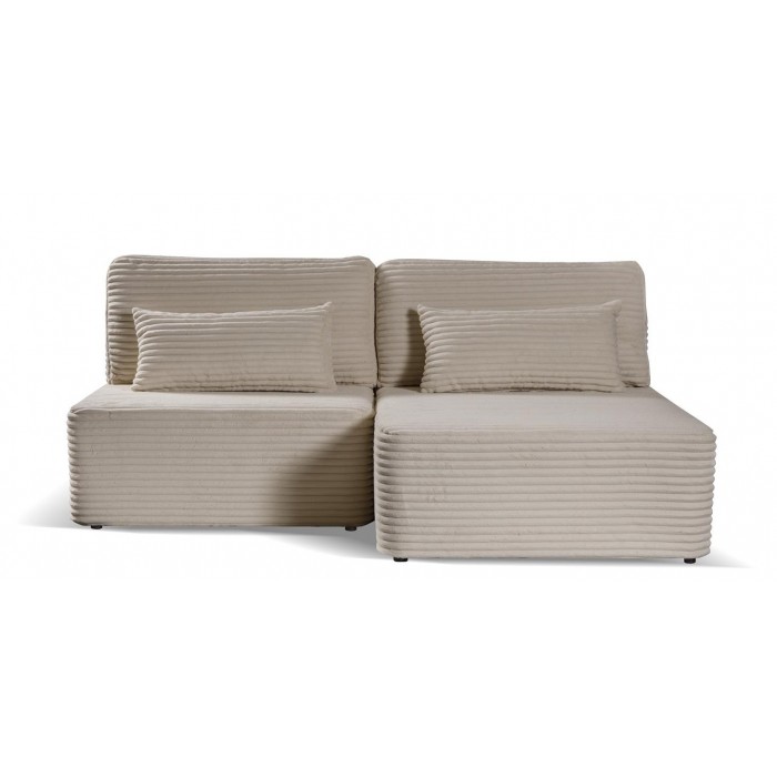 Schlafsofa Ecksofa Eckcouch Polstersofa aus Cord mit schlauffunktion und bettkasten AMSTERIX Beige