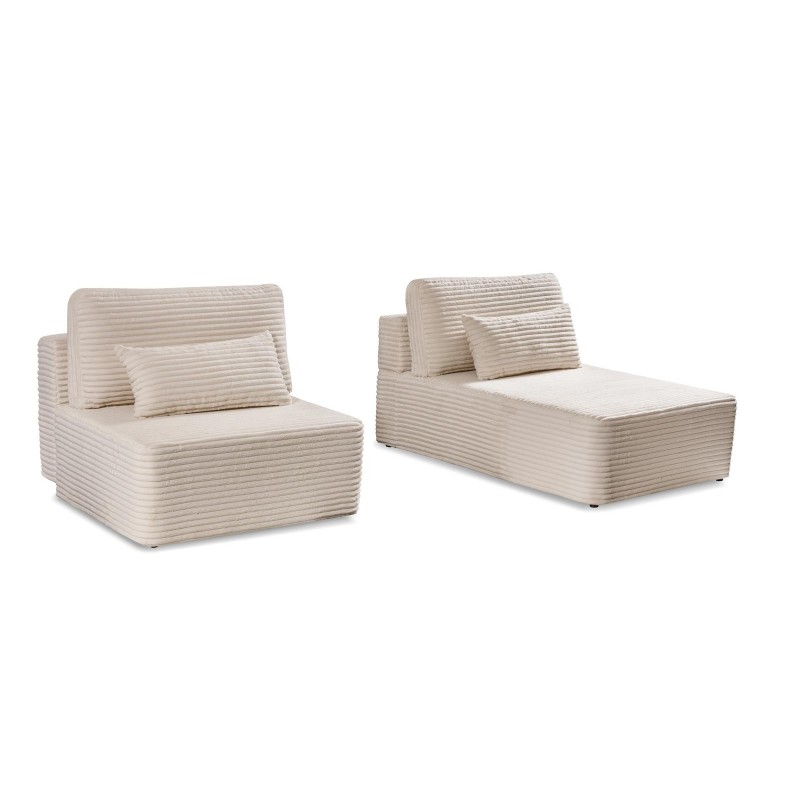 Schlafsofa Ecksofa Eckcouch Polstersofa aus Cord mit schlauffunktion und bettkasten AMSTERIX Beige 2/9