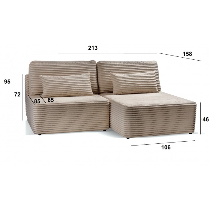 Schlafsofa Ecksofa Eckcouch Polstersofa aus Cord mit schlauffunktion und bettkasten AMSTERIX Beige