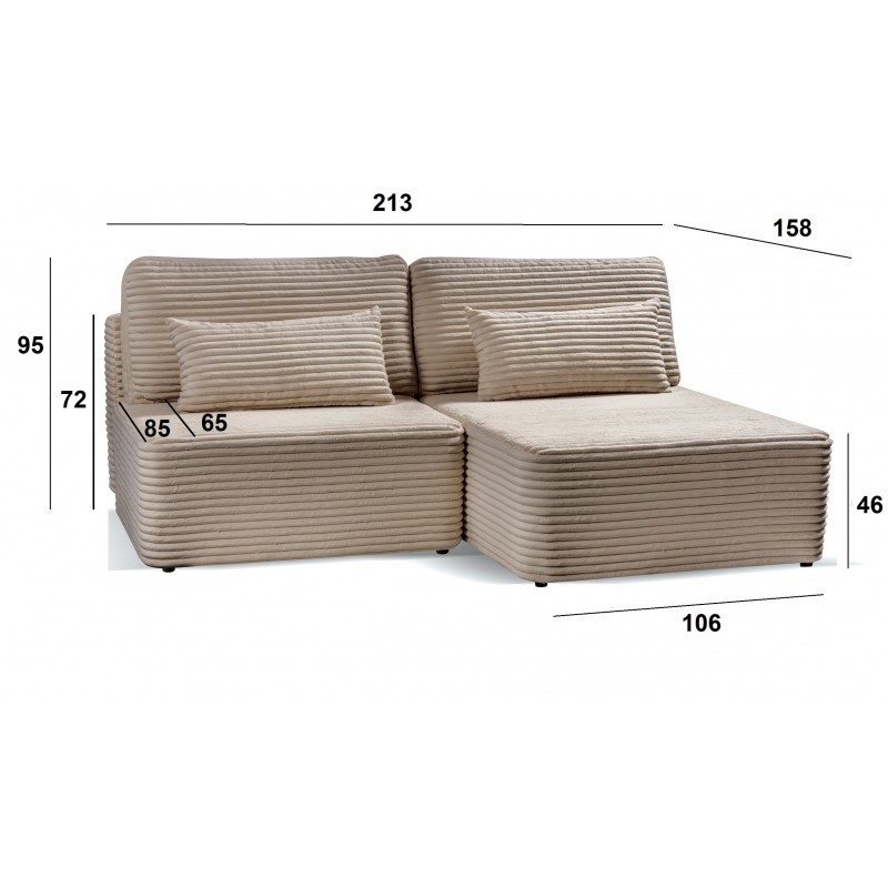 Schlafsofa Ecksofa Eckcouch Polstersofa aus Cord mit schlauffunktion und bettkasten AMSTERIX Beige 8/9