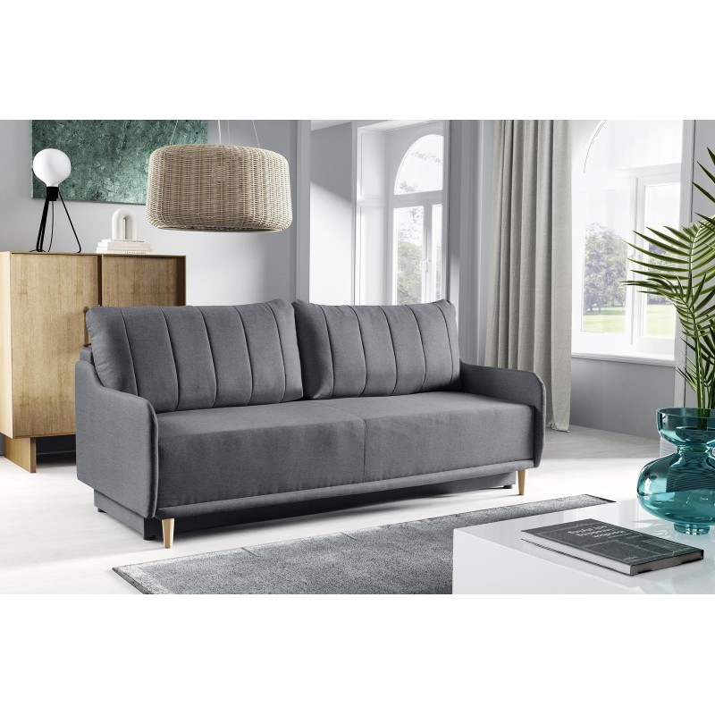 Schlafsofa Sofa Couch  mit schlauffunktion und bettkasten MORIS Grau 3/9