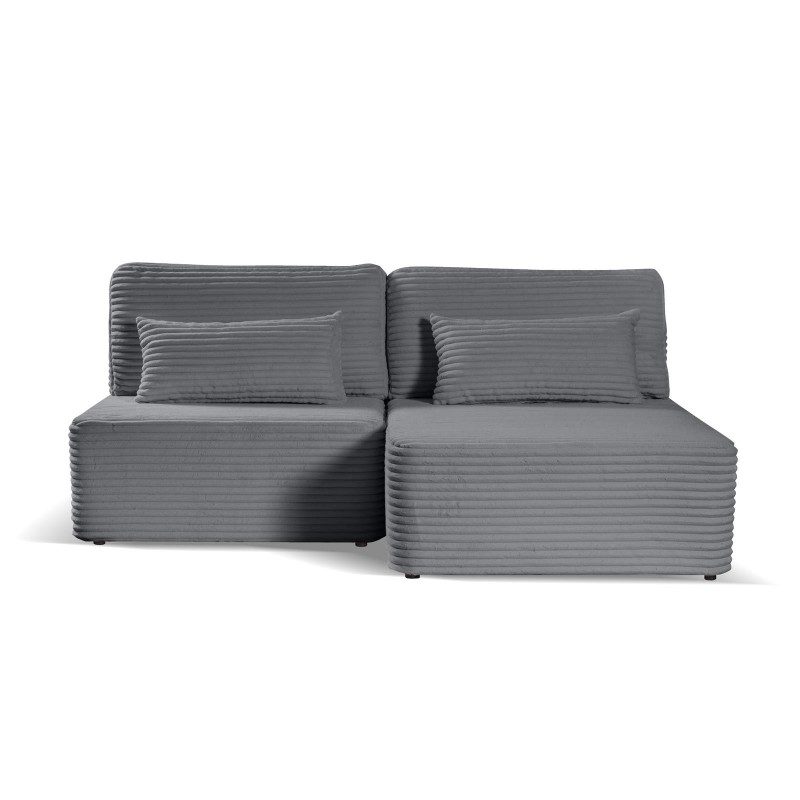 Schlafsofa Ecksofa Eckcouch Polstersofa aus Cord mit schlauffunktion und bettkasten AMSTERIX Grau 3/9