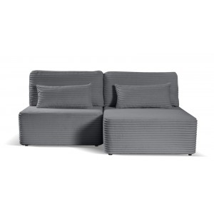 Schlafsofa Ecksofa Eckcouch Polstersofa aus Cord mit schlauffunktion und bettkasten AMSTERIX Grau 3/9