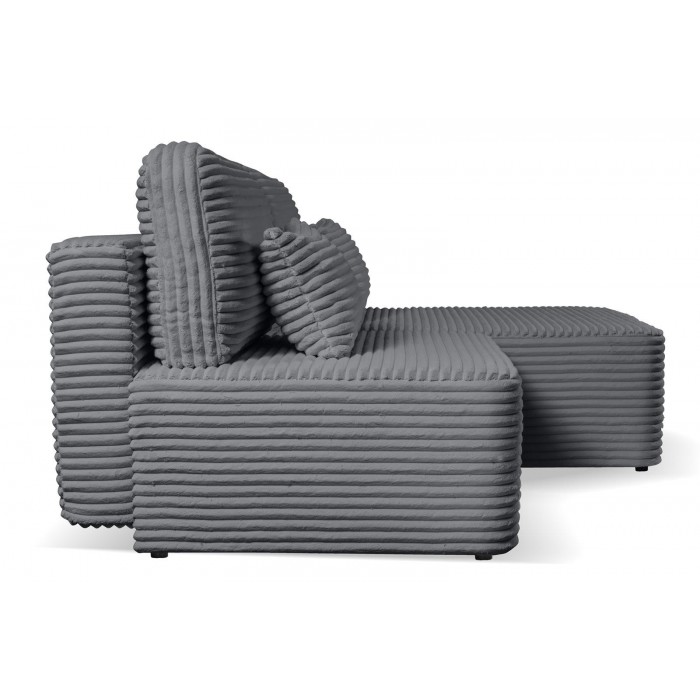 Schlafsofa Ecksofa Eckcouch Polstersofa aus Cord mit schlauffunktion und bettkasten AMSTERIX Grau