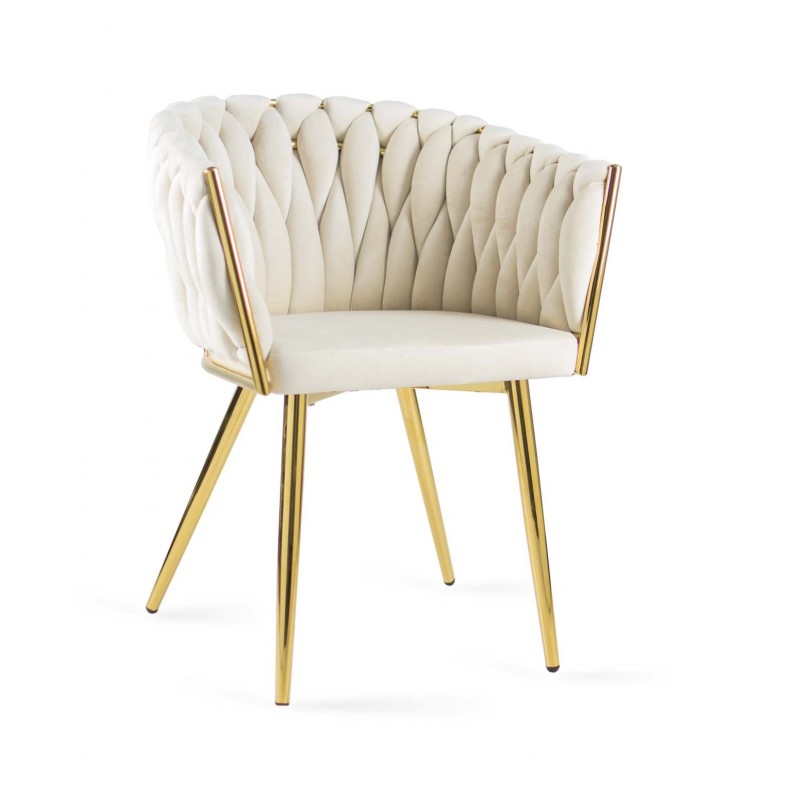 Gepolsterter Sessel Larissa - Beige / Bein aus Gold 1/9
