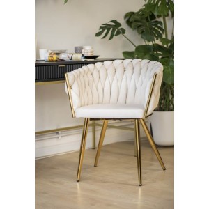 Gepolsterter Sessel Larissa - Beige / Bein aus Gold 2/9