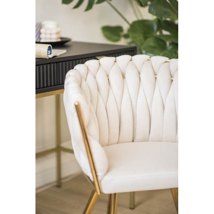 Gepolsterter Sessel Larissa - Beige / Bein aus Gold