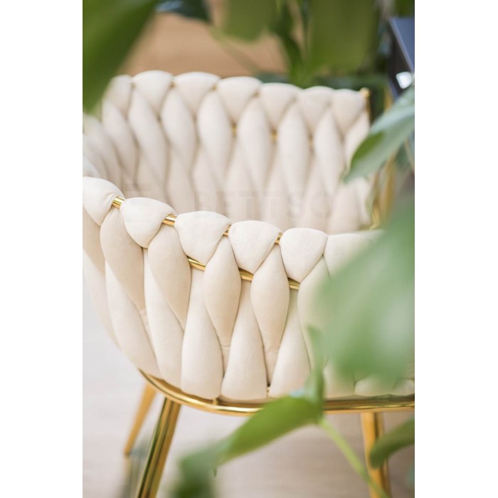 Gepolsterter Sessel Larissa - Beige / Bein aus Gold