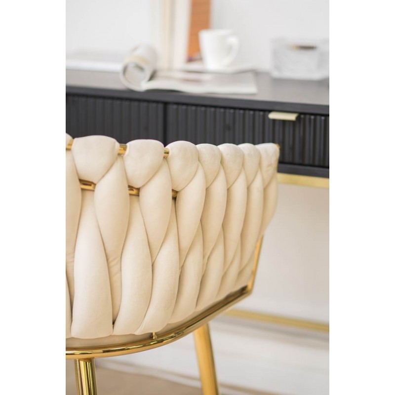 Gepolsterter Sessel Larissa - Beige / Bein aus Gold 5/9