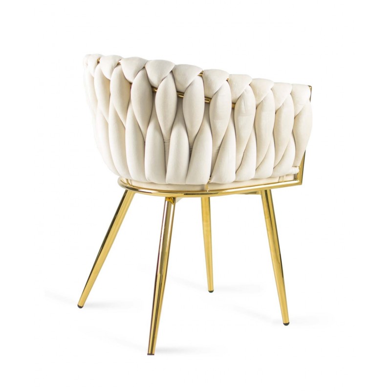 Gepolsterter Sessel Larissa - Beige / Bein aus Gold 8/9