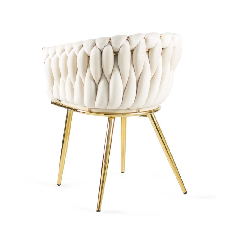 Gepolsterter Sessel Larissa - Beige / Bein aus Gold 9/9