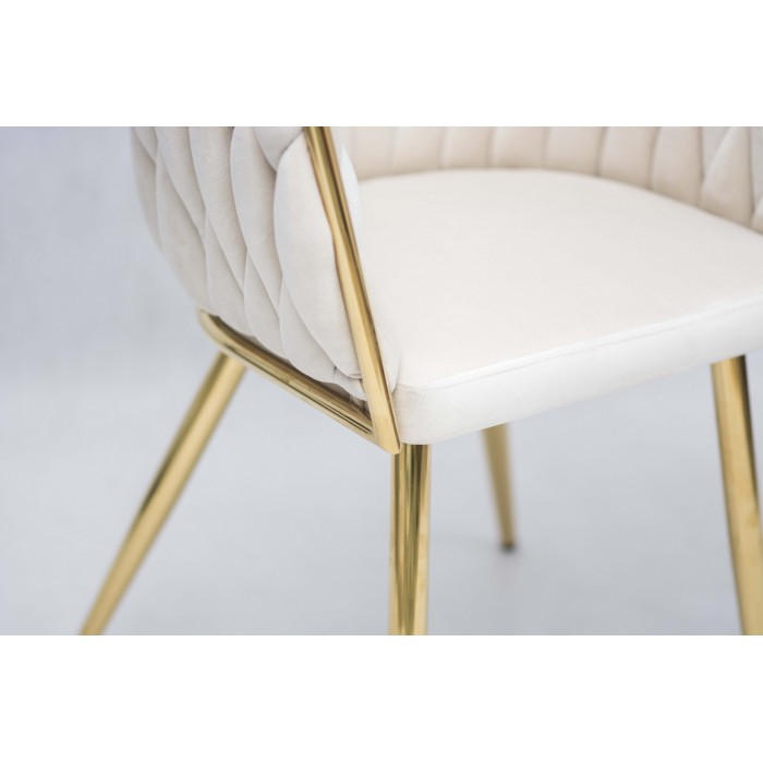 Gepolsterter Sessel Larissa - Beige / Bein aus Gold
