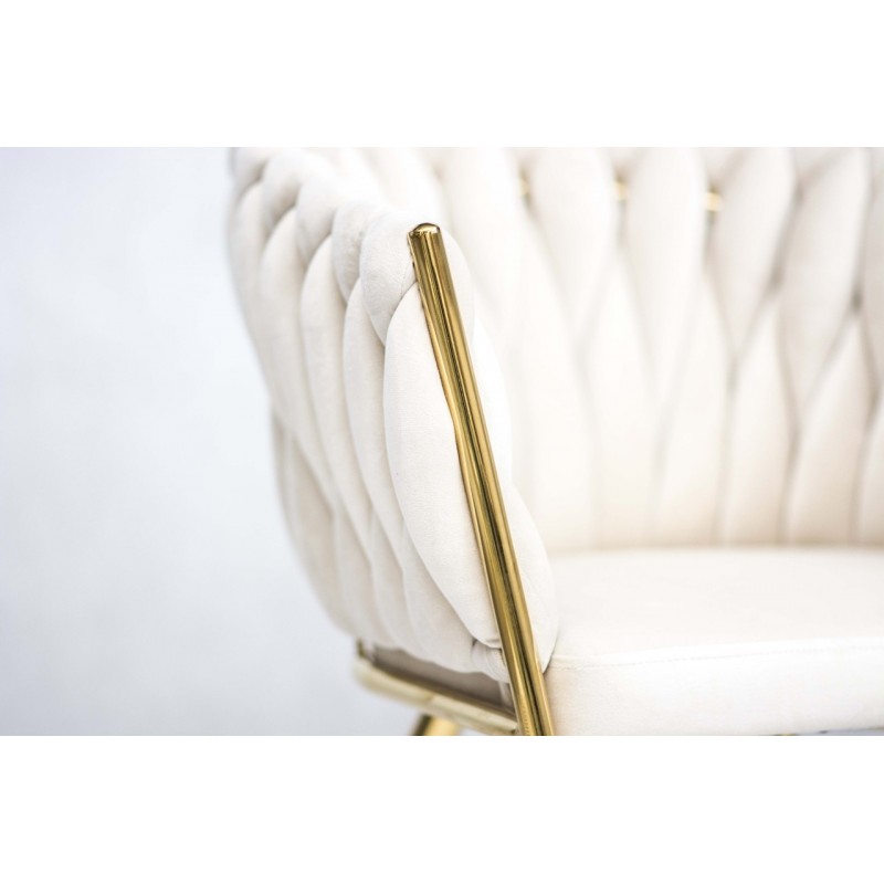 Gepolsterter Sessel Larissa - Beige / Bein aus Gold 12/9