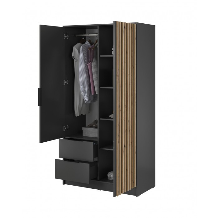 Kippbarer Nelly 2D-Kleiderschrank in Graphit...