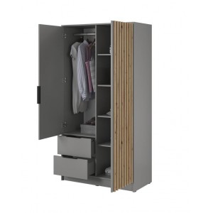 Kippschrank Nelly 2D mit grauen Lamellen 2/9