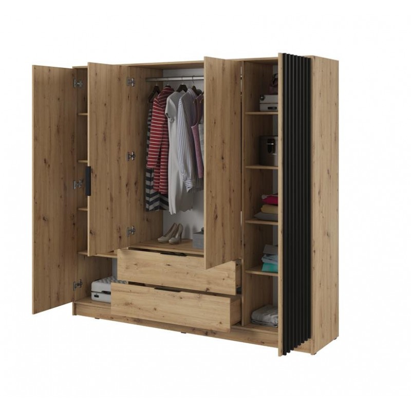 Nelly Kippschrank mit Lamellen, viertürig mit Schubladen, Artisan Oak 2/9