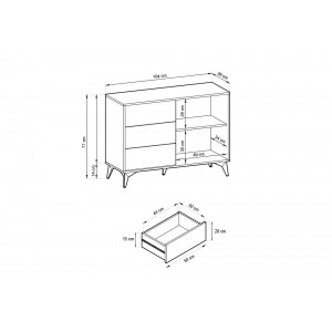 Moderne Kommode DIAMOND mit Schubladen / Eiche evoke + schwarz matt 5/9