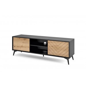 DIAMOND RTV-Schrank im skandinavischen Stil / Eiche evoke + schwarz matt 1/9