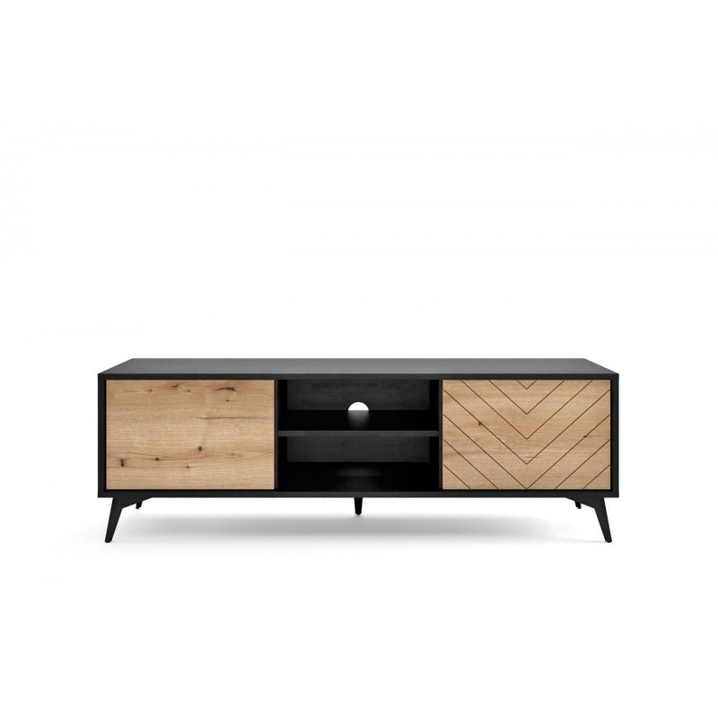 DIAMOND RTV-Schrank im skandinavischen Stil / Eiche evoke + schwarz matt 2/9