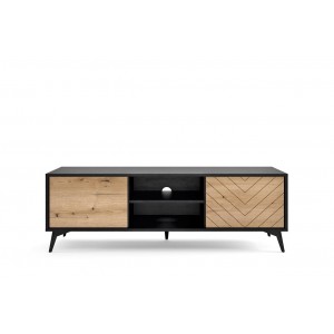DIAMOND RTV-Schrank im skandinavischen Stil / Eiche evoke + schwarz matt 2/9