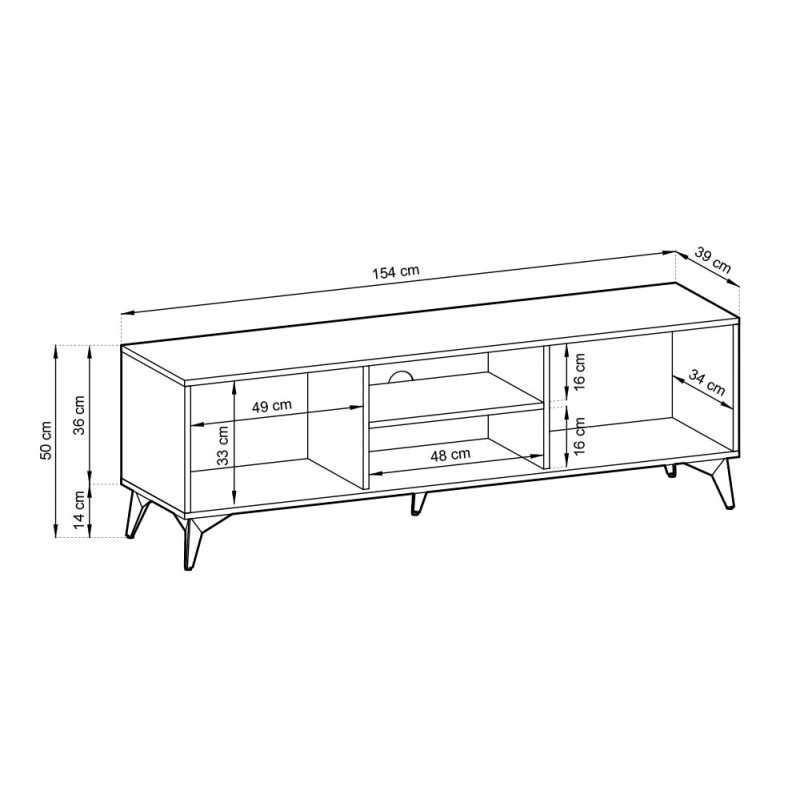 DIAMOND RTV-Schrank im skandinavischen Stil / Eiche evoke + schwarz matt 6/9