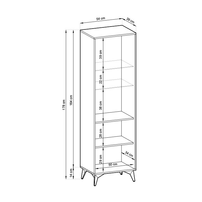 DIAMOND Hochschrank für modernes Wohnzimmer / Eiche evoke + schwarz matt