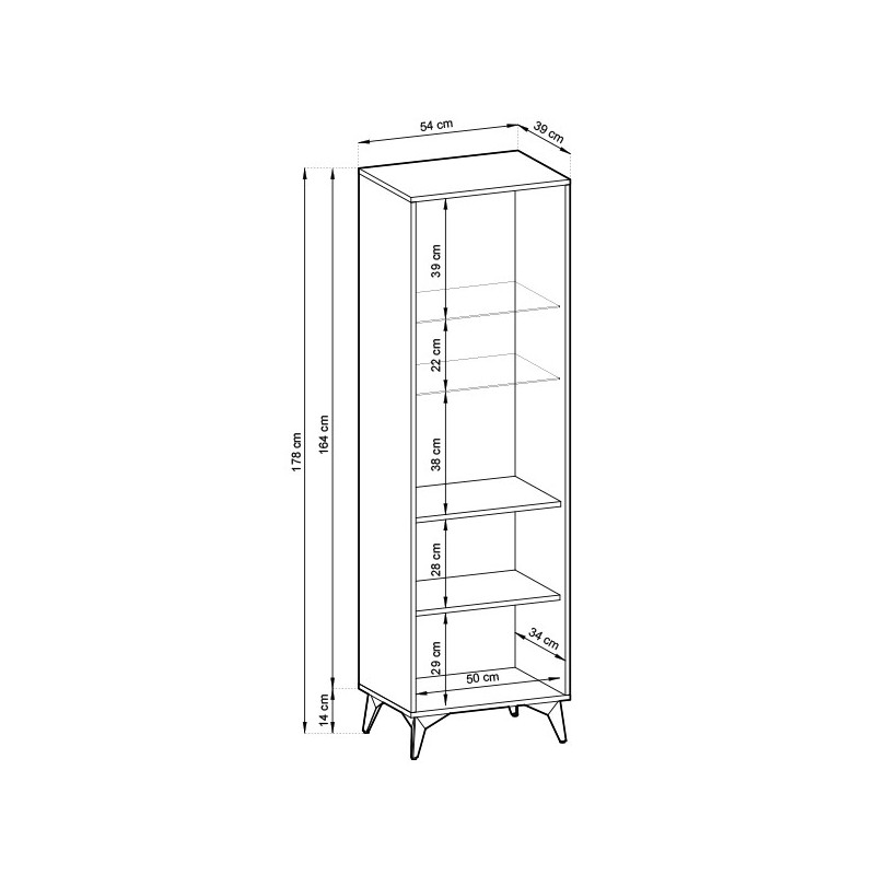 DIAMOND Hochschrank für modernes Wohnzimmer / Eiche evoke + schwarz matt 6/9