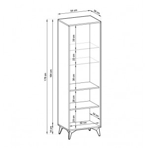 DIAMOND Hochschrank für modernes Wohnzimmer / Eiche evoke + schwarz matt 6/9