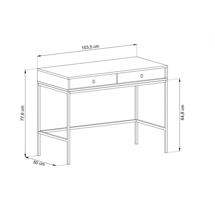 MOLLY 104 cm Schminktisch Schreibtisch Konsolentisch auf Goldbeine -  Dunkelblau