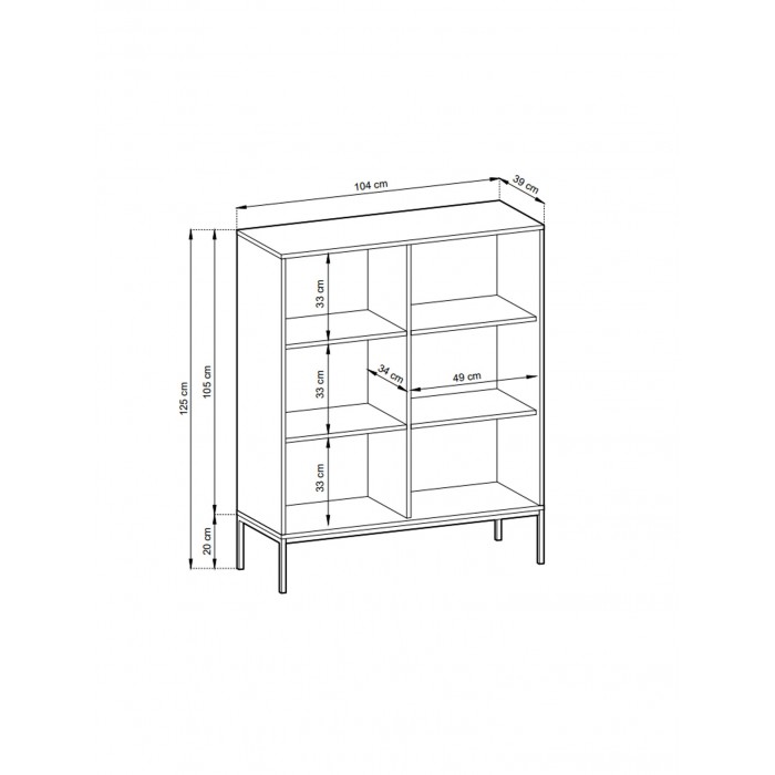 NOVA 104 cm Geriffelt Vitrine Hoche Kommode 2-türig auf Schwarzbeine mit Schwarzgriffe - Grün 