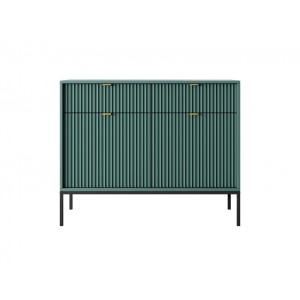 NOVA 104 cm Geriffelt Kommode 2-türig mit 2 Schubladen Schwarzbeine und Goldgriffe - Grün 4/9