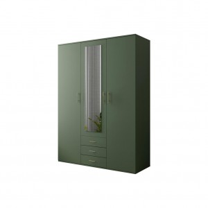 Drehtürenschrank Kleiderschrank mit Spiege 3 Schubladen und 3 Türen GREEN 150 cm Grün 1/9