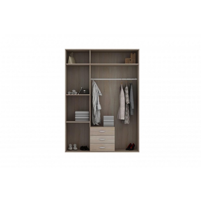 Drehtürenschrank Kleiderschrank mit Spiege 3 Schubladen und 3 Türen GREEN 150 cm Grün