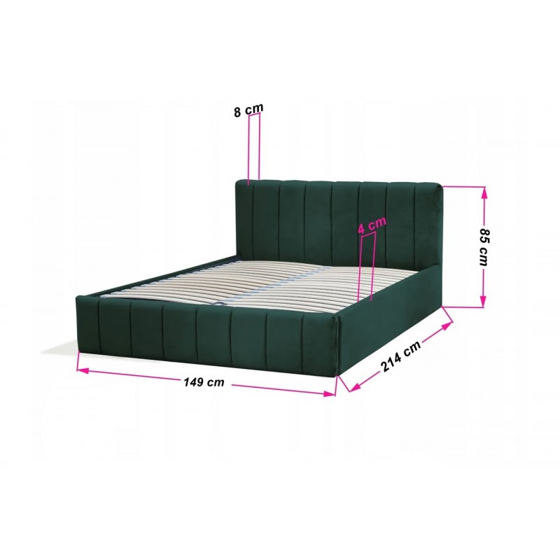NINA 140 x 200 cm Doppelbett Polsterbett mit Kopfstütze und Bettkasten Rosa 4/9