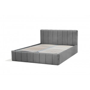 NINA 160 x 200 cm Doppelbett Polsterbett mit Kopfstütze und Bettkasten Grau 2/9