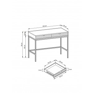 NOVA 104 cm Schminktisch Schreibtisch Konsolentisch auf Goldbeine mit Goldgriffe - Grün 6/9