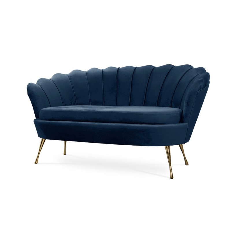 Muschelsofa Schalensofa Sofa Shell Muschel Couch auf Metallbeinen für Wohnzimmer MUSZELKA Blau Marineblau Dunkelblau