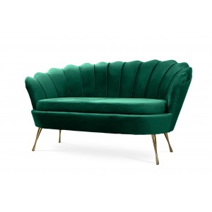 Muschelsofa Schalensofa Sofa Shell Muschel Couch auf Metallbeinen für Wohnzimmer MUSZELKA Grün Dunkelgrün 1/9