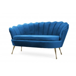 Muschelsofa Schalensofa Sofa Shell Muschel Couch auf Metallbeinen für Wohnzimmer MUSZELKA Blau Hellblau 1/9