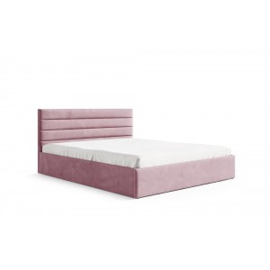 BELLA 160 x 200 cm Doppelbett Polsterbett Bett mit dekorativ Kopfstütze und Bettkasten Rosa 2/9