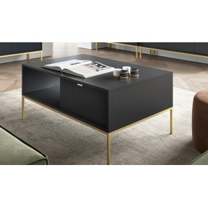 NOVA Couchtisch Kaffeetisch auf Goldbeine - Schwarz 3/9