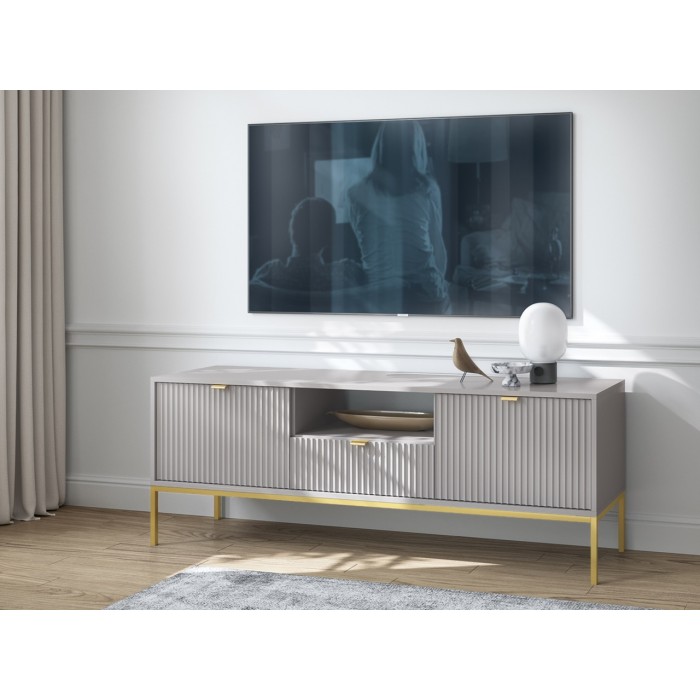 NOVA 154 cm RTV-Schrank TV-Tisch auf Goldbeine - Grau