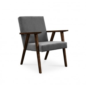 BETTSO Cocktailsessel Sessel PRL LISEK Dunkelgrau Grau mit Beine in Nuss 1/9